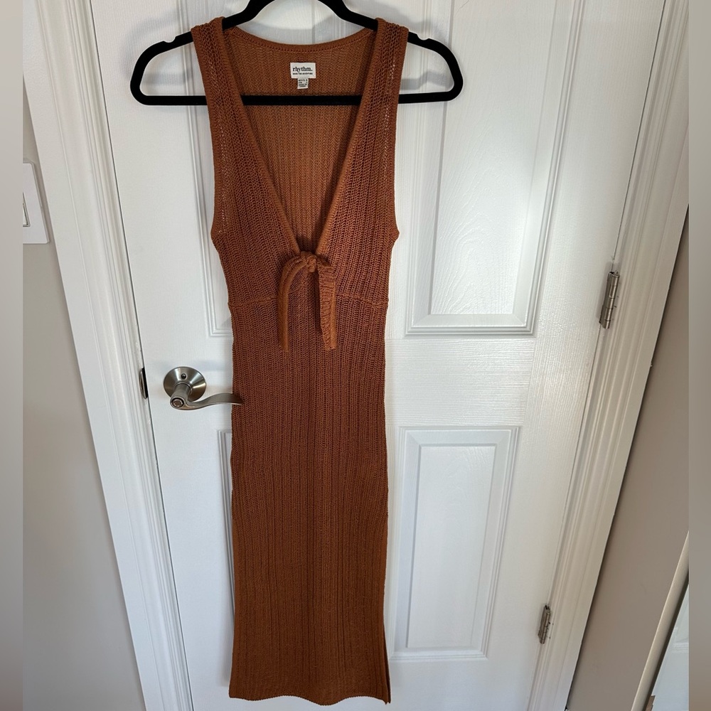 Copper knit dress by Rhythm.